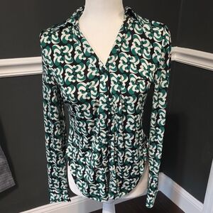Philosophy Green and White Button Down Shirt A60